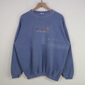Vintage 90s Grand Canyon Sweatshirt XL Embroidered Washed Blue Cotton Distressed